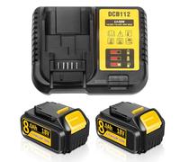 2PC 18V 8000mAh DCB184 Replacemnet for Dewalt Battery with DC112 Compatible with Dewalt Battery and Charger DCB180 DCB181 DCB-182 DCB-183 DCB-184B-XJ DCB185 DCB200 (2Battery+Charger)