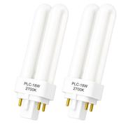 2PC 18W PLC G24q-2 4 Pin Compact Fluorescent Lamp, 830 Warm White 2700K, 1200LM 2U Double Turn Tube Energy Saving Light Bulbs AC110V-230V CFL Lamp Non-dimmable for Kitchen, Bedroom, Corridor, Porch