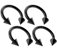 2pc 1mm 18g Surgical Stainless Steel Black Horseshoe Bar Hoop 3mm Spike Circular Barbells Earrings Cartilage Helix Septum Nose Lip Rings - 8mm