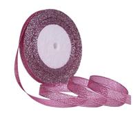 2pc 25Yards/Roll 10mm Gold/Silver Metallic Glitter Ribbon DIY Craft Sewing Packing Wedding Party Year Decor Tape(Color 17)