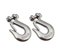 2PC 304 Steel Lifting Hooks with Safety Latch, Clevis Sling Hook, Fork Chain Hook, for Weight Lifting & Chain Wire Rope(1/4(load 1000lb))