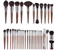 2pc/35pcs Natural wood Soft Makeup Brushes Powder Foundation Concealer Make Up Brush Blush Synthetic hair Shadow tools,37PCS,N