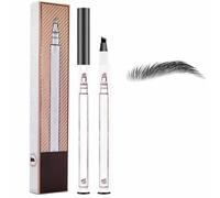 2pc 3D Magic Eyebrow Tattoo Pencil,Eyebrow Pencil with 4 Fork Tips,Long Lasting Waterproof Fork Tip Brow Pen,3D Microblading Brow Pen,Natural Makeup for Beginners (04)