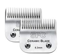 2PC 5FC Blade Dog Grooming Clipper Replacement Blades Compatible with Andis Dog Clippers,Detachable Ceramic Blade & Stainless Steel Blade,Size-5 FC 1/4-Inch Cut Length (64122)