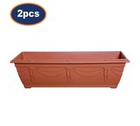 2Pc 60Cm Window Box Planter Plastic Venetian Flower Pot Terracotta Garden Basket