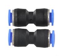 2pc 6mm OD Tube Pneumatic Straight Union Connector, Push to Connect Air Fitting, Plastic, for 6mm / 1/4 Inch Pipe