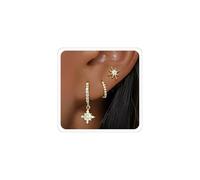 2PC 6PC Gold Earring Set for Women Titanium Flat Back Earring Small Helix Piercing Earrings, Middle, Titanium Copper, No Gemstone