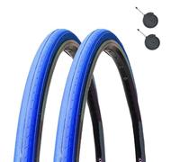 2PC 700x23C Vibrant Colored Bicycle Tire Set Complete with Tubes 700/23C 8 Colors Wear Resistant Anti-Puncture 700 23 C for Road City Commuter Bike(Blue,Tire+tube Presta Valve 80)