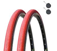2PC 700x23C Vibrant Colored Bicycle Tire Set Complete with Tubes 700/23C 8 Colors Wear Resistant Anti-Puncture 700 23 C for Road City Commuter Bike(Red,Tire+tube Presta Valve 60)