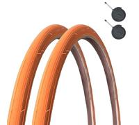 2PC 700x23C Vibrant Colored Bicycle Tire Set Complete with Tubes 700/23C 8 Colors Wear Resistant Anti-Puncture 700 23 C for Road City Commuter Bike(Orange,Tire+tube Presta Valve 80)