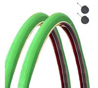 2PC 700x23C Vibrant Colored Bicycle Tire Set Complete with Tubes 700/23C 8 Colors Wear Resistant Anti-Puncture 700 23 C for Road City Commuter Bike(Groen,Tire+tube Presta Valve 80)