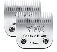 2PC 7FC Blade Dog Grooming Clipper Blade Compatible with Andis Dog Clipper/Oster A5/Wahl KM-10 Series,Ceramic Blade & Stainless Steel Blade