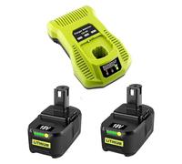 2PC 8.0Ah P108 Replacement for Ryobi Battery 18V and P117 Charger Compatible for Ryobi Battery RB18L50 RB18L25 RB18L40 RB18L15 RB18L13 P102 P103 P104 P105 P106 P107 (2Battery+1Charger)