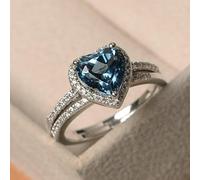 2pc 925 Sterling Silver Heart Blue RingTeardrop Diamond Ring Water Drop pear Shaped Ring Water Drop Blue Wedding Jewelry-Making-Supplies 10