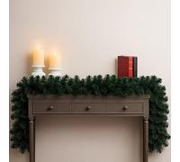 2pc 9ft Pine Plain Green Christmas Garland | 2.7m x 25cm Realistic, Non-Lit Xmas Garland for Decorating Stairs, Fireplaces, Doors & Windows, Flexible, Durable Holiday Home Decor for Indoor & Outdoor.
