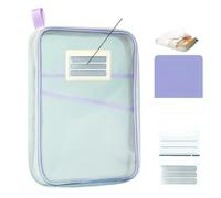 2pc A4 Zipper File Bag Nylon Documents Storage Three Layers Thick Mesh Fabric Transparent Pouch for Books Office(Purple)