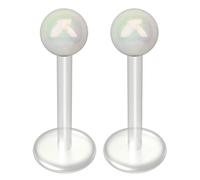 2pc AB White Labret Bar 16g 1.2mm Studs Flexible Bioplast Clear Plastic Bioflex Monroe Piercing Jewellery 10mm