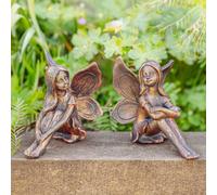 Garden Mile Set Of 2 Fairy Garden Ornaments Outdoor Heavy Duty Resin Angel Ornament Set Indoors Or Outdoors Fairy Figurines Perfect Home Decorations Patios Lawn Gardens