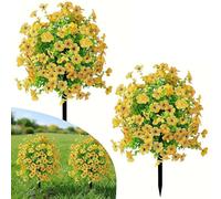 2PC Artificial Flowers for Outdoors,Artificial Petunias Flowers,UV Resistant Faux Flower Topiary Balls w/Ground Stakes,Realistic Fake Greenery Bushes,Waterproof Fade for Porch Garden Yard Patio Decor