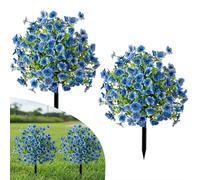 2PC Artificial Flowers for Outdoors,Artificial Petunias Flowers,UV Resistant Faux Flower Topiary Balls w/Ground Stakes,Realistic Fake Greenery Bushes,Waterproof Fade for Porch Garden Yard Patio Decor