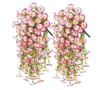 2PC Artificial Flowers Outdoor 75cm Artificial Hanging Flowers,Artificial-Plants Outdoor,Fake Hanging Baskets,UV Resistant Fake Flowers No Fade Faux Plants Garden Porch Window Box Decorating (pink)