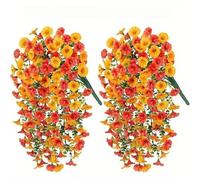 2PC Artificial Flowers Outdoor 75cm Artificial Hanging Flowers,Artificial-Plants Outdoor,Fake Hanging Baskets,UV Resistant Fake Flowers No Fade Faux Plants Garden Porch Window Box Decorating (orangeB)
