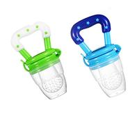 2pc Baby Food Grade Silicone Baby Fresh Fruit Food Fresh Fruit Feeder Pacifier Feeder Teething Toy Mummy's World (Blue & Green)