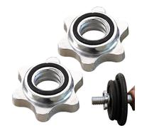 2pc Barbell Collars - Cast Iron Electroplated Dumbbell Bar Nuts | 2.4cm Inner Diameter, Hexagonal & Insurance Safety With Rubber Ring For Weight Lifting Gym