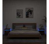 2PC Bedside Cabinets with LED Lights Nightstand Bed Table Side Cabinet vidaXL