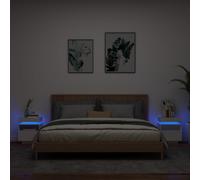 2PC Bedside Cabinets with LED Lights Nightstand Bed Table Side Cabinet vidaXL