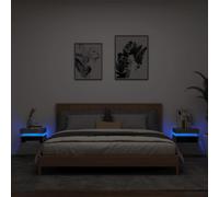 2PC Bedside Cabinets with LED Lights Nightstand Bed Table Side Cabinet vidaXL