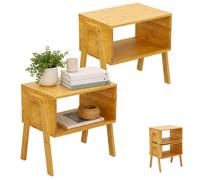 2pc bedside table set, bedside cabinet, bedside console, stackable bamboo
