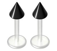 2pc Black 16g 1.2mm Labret Bar Studs Flexible Bioplast Plastic Bioflex Monroe Lip Spike Piercing Jewellery 8mm