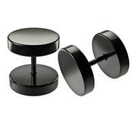 2pc Black Cheater Plugs 00 Fake Ear 10mm for Men Women Hypoallergenic Anodized Stainless Steel