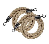 2PC Black Queue Barrier Ropes 11ft Twisted Hemp Safety Rope for Crowd Control Braided Stanchion Ropes with Metal Hook for Queue Divider and Event Management