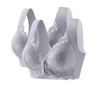2PC Bras for Women Post Surgery Front Fastening Sports Bra with Wide Back Support Full Coverage Bra Non Wired Comfit Push Up Bras Padded Full Cup Firm Support Everday Bralette