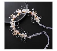 2pc Bride Headband Pearl Flower Wreath Super Fairy Princess Hair Accessory Ribbon