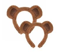 2Pc Brown Bear Ears Headband | Fuzzy Bear Ears Headwear | Adorable Plush Bears Hair Hoop Costume for Kids & Adults | Cartoon Plush Animal Ear Hairband Cosplay Costume Accessories for Party