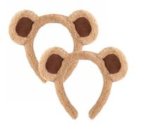 2Pc Brown Bear Ears Headband | Fuzzy Bear Ears Headwear | Adorable Plush Bears Hair Hoop Costume for Kids & Adults | Cartoon Plush Animal Ear Hairband Cosplay Costume Accessories for Party