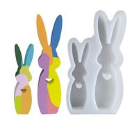 2PC Bunny Epoxy Casting Mold, Multi-Use Rabbit Silicone Mould for Candles, Soap, and Concrete, Cute Desk Decoration Craft Project