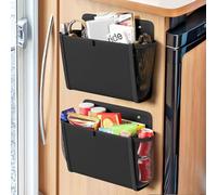 2pc Campervan Door Storage Organizer Wall Mounted Hanging Bag with Large Pockets Organiser Solutions for RV Van Motorhome Camper Kitchen Office Camping Accessories Black Basket