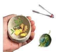 2pc Ceramic Pottery Herb Stripper, Pottery Herb Stripper Bowl, Hugimpel Pottery Herb Stripper Cup, Handmade Easy Leaf Removal for Cilantro Rosemary Kale (White)