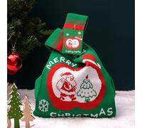 2PC Christmas Drawstring Gift Bags,Extra Large Santa Sacks,Cute Knit Xmas Wrapping Bags,Crochet Doll Presents Bags,Santa Claus Bag with Tags,Holiday Candy Apples Party (Large Red - Knit (Tags))