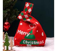 2PC Christmas Drawstring Gift Bags,Extra Large Santa Sacks,Cute Knit Xmas Wrapping Bags,Crochet Doll Presents Bags,Santa Claus Bag with Tags,Holiday Candy Apples Party (Large Red - Knit)