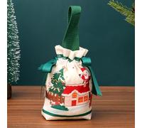 2PC Christmas Drawstring Gift Bags,Extra Large Santa Sacks,Cute Knit Xmas Wrapping Bags,Crochet Doll Presents Bags,Santa Claus Bag with Tags,Holiday Candy Apples Party (Green - Canvas)
