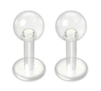 2pc Clear Labret Bar 14g 1.6mm Studs Flexible Bioplast Plastic Bioflex Monroe Lip Piercing Jewellery 6mm