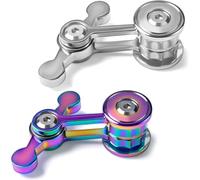 2PC Color+Silver Fidget Spinner for Adults, Metal Silent Figette Office Desk Toy Quiet Cool Gadgets Gifts for Teen Boys Kid Anxiety Stress Relief Calm Down Sensory Autism Autistic ADHD