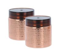 2Pc Copper Kitchen Storage Jars Canisters Hammered Food Tea Coffee Container Set - 700Ml