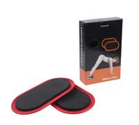 2PC Core Sliders for Pilates and Fitness Training, Gliding Mats with Hard and Soft Sides for Various Floor Types (Red)
