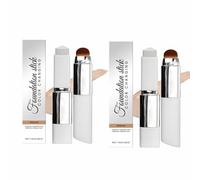2PC Cream Stick Cover - Color-Changing Foundation Stick (Natural), Medium to Full Coverage with a Dewy Finish, Dual-Ended with Detachable Brush